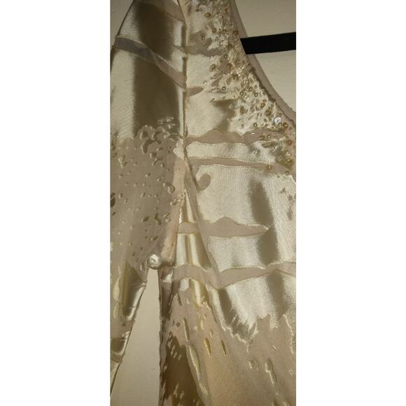 Capri Mon Cheri Silk Dress Sz 10 Ivory Tiered Burnout Wedding Old Money Luxury - Picture 4 of 16